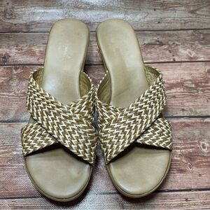 Mila Paoli Woven Straw Slip On Sandal With Cork
Platform size 8